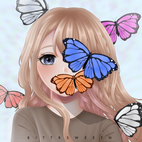 fully rendered bust-up with simple background